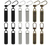 JEYORZY 12 Pcs Tirette Fermeture Eclair, Tirettes de Réparation Fermeture Eclair, Métal Zipper Pull, Zipper Pull amovible, Tirette Fermeture Eclair Remplacement, Pour Vêtements, Jeans (3 couleurs)