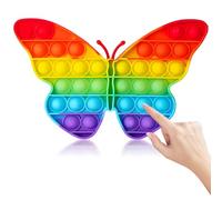 JEYORZY 1pcs Push and Pop Bubble Sensory Fidget Toy, Pop It Pop Fidget Toy Set, Jouets Sensoriels à Presser, Silicone Anti-Stress Jouets de Soulagement de L'anxiété(Papillon)