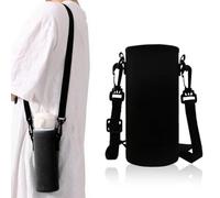 JEYORZY 1Pièces sac pour bouteille d'eau, Housses Isothermes pour Bouteille d'eau, Portables Sac Bouteille d'eau Porte-Bouteille Thermos avec Bandoulière Réglable pour le Camping Randonnée, Noir-550ml
