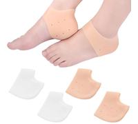 JEYORZY 2 Paires Silicone Respirant Protège Talons en Gel,Protège Talon Pour Chaussures pour Arrière et Soulager La Douleur Pieds Sec,Unisexe(Blanc,Beige)