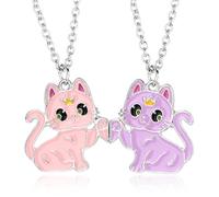 JEYORZY 2 pcs Amitié Pendentif Collier, Collier d Amitie, Colliers Magnétiques BFF, Best Friends Forever Colliers, Meilleur Ami Cadeau D'anniversaire collier bff, filles chaîne pendentif, Rose Violet
