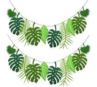 JEYORZY 2 Pcs Décorations de Jungle, Feuilles de Palmier Tropicales Vertes, Décoration Réutilisable pour Fête d'Anniversaire et d'Été, pour Enfants Decoration Anniversaires Fêtes à Thème Jungle d'Été