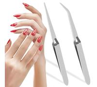 JEYORZY 2 Pcs Pince a Pincher pour Ongle, Pince à Pincher Classique, Multi-usage Acier Inox Nail Art Pince Boule de Coton Pincher Pince Courbée à Former Pour le des Ongles Coiffage, Outils à Ongles