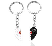 JEYORZY 2 pcs Porte Clef Couple, drôle Smiley Figurine de visage langue des signes porte-clés doigt Stickman mignon tendance sac clé de voiture pendentif Couple cadeau porte-clés, Idée Saint Valentin