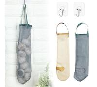 JEYORZY 2 Pcs Support de Sac en Plastique, L'organiseur de Cuisine est livré avec 2 Crochet pour rangement sac de courses, Poubelle Suspendu Distributeur, Sac de conservation pour fruits et légumes