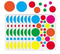 JEYORZY 224 Unités Gommettes Rondes, Étiquettes Autocollantes Rondes et Colorées, Pour Le Bureau, école, Calendriers, Plusieurs Tailles et Couleurs, 8 Feuilles