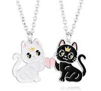 JEYORZY 2pcs Amitié Pendentif Collier, Collier d Amitie, Colliers Magnétiques BFF, Best Friends Forever Colliers, Meilleur Ami Cadeau D'anniversaire collier bff, filles chaîne pendentif, Noir et blanc