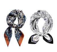 JEYORZY 2Pcs Foulard Soie Cheveux Femme Hommes, Bandana Carré Vintage, Carrés Satin Cheveux Accessoires, Foulard Coupe-Vent Tête De Mode, Foulard De Décoration De Vêtements, Chemises, Sacs à Main