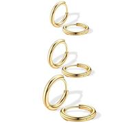 JEYORZY 3 Paires Boucle d'Oreilles Créoles, Piercing Boucles d'Oreilles, Boucles d’Oreilles Anneau Femme, Boucle d Oreille Homme Anneaux, Boucle d'oreille Femme Creole, Boucle d Oreille Petite Or