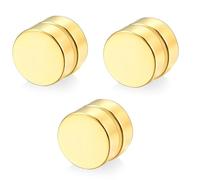JEYORZY 3 Paires Fausse Boucles d’oreilles Homme Acier Inoxydable Boucles d’oreilles Sans Trou Faux Piercing Oreille Magnétique Fausse Creole Boucle d'oreilles Set Clip Aimanté Homme(Or)