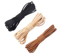 JEYORZY 3pcs Cordon de Cuir, 5m x 3mm, Cordon Ciré Tressé, Rustique, Pour Bracelets, pour Fabrication de Bijoux Collier Artisanat Breloques Bricolage Macramé(Abricot, marron, noir)