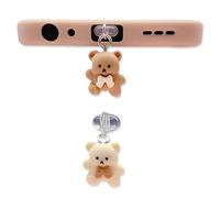 JEYORZY 4 Pièces anti-poussière en silicone pour port USB 3.1 type C, compatible avec iPhone 16, pour téléphone Portable USB de Type C, Avec pendentif en forme d'ours