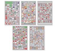 JEYORZY 5 feuilles Stickers Ongles de Noël, Décoration de Manucure Autocollante avec Motifs d'Arbres de Flocons de Neige Rouge pour un Nail Art Festif et Élégant, pour Sublimer Ongles en cette saison