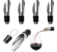 JEYORZY 5pcs Verseurs en Acier Inoxydable, avec 5 Bouchon Champagne et bouchon bouteille vin, Verseurs de Bec de Bouteille, Bouchon Bouteille Champagne réutilisable bouchon aux fuites Restez frais