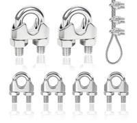 JEYORZY 6 Pièces Serre Cable Acier Inoxydable 304,Serre Cable Inox 4mm Avec Support en U,Serre-Câbles M4 Duplex Clips,pour Serre Câbles Inox 4 mm Corde à Linge Auvent Fixe