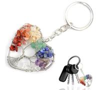 JEYORZY Arbre de Vie Porte Clef Original, Coeur 7 Chakra Guérir Cristal Arbre de Vie Porte Clef Femme Chic Bijoux Pendentif Porte Clé Porte Bonheur,cadeau femme homme anniversaire, porte-clés