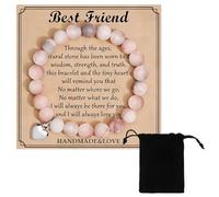 JEYORZY Bracelet Pierres Naturelles Femme Cadeau Original Ado Fille Cadeaux Noel Anniversaire Maman Sœur Amie Couple Rose-A