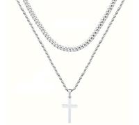 JEYORZY Collier Croix Homme Or Chaine Pendentif Croix Acier Inoxydable Bijoux, Collier Avec Pendentif En Forme De Croix Pour Homme Et Femme, PièCe Classique Et Polyvalente