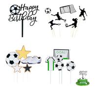 JEYORZY Decoration Gateau Foot, 16 Pièces Deco Gateau Foot,Toppers de Cupcake d'anniversaire de Football, Decoration Gateau Anniversaire Garcon Convient