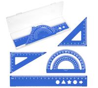 JEYORZY Ensemble de Règles d'Échelle pour Architectes en Métal - 4 Pièces de Dessin Technique, Outils de Géométrie pour Mathématiques, Rapporteur et Triangles, Outil de géométrie mathématique, Bleu
