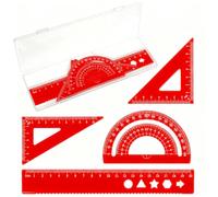 JEYORZY Ensemble de Règles d'Échelle pour Architectes en Métal - 4 Pièces de Dessin Technique, Outils de Géométrie pour Mathématiques, Rapporteur et Triangles, Outil de géométrie mathématique, Rouge