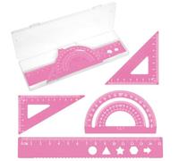 JEYORZY Ensemble de Règles d'Échelle pour Architectes en Métal - 4 Pièces de Dessin Technique, Outils de Géométrie pour Mathématiques, Rapporteur et Triangles, Outil de géométrie mathématique, rose