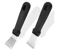 JEYORZY Lot de 2 Grattoir Multi-cuisine, grattoirs de nettoyage pour fours cuisinières à induction en acier inoxydable avec poignée en plastique, version droite + version courbée