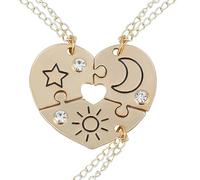 JEYORZY Lot de 3 colliers BFF pour 3 filles, Best Friends avec pendentif en forme de cœur, collier d'amitié doré, pendentif demi-cœur pour filles, mère, amis, sœurs, nièces