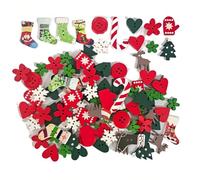 JEYORZY Lot de 50 Boutons de Noël en Bois pour Décoration, Artisanat, Scrapbooking, Couture, Cartes, Mélange Aléatoire - Accessoires Festifs et Originaux pour Fêter Noël dans la Joie !