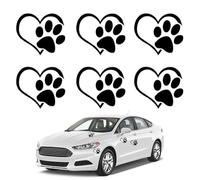 JEYORZY Lot de 6 Autocollant Voiture,Avec Empreintes de Pattes de Chien,Stickers Voiture,Autocollants D'Amour,Forme de Pattes,pour FenêTres de Voiture, Bagages D'Ordinateur Portable(Noir)