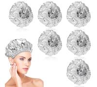 JEYORZY Lot de 6 écouteurs thermiques pour cheveux en aluminium, casque chauffant pour soins des cheveux, bonnet de douche, réutilisable imperméable, bonnet de bain, élastique pour les soins de douche