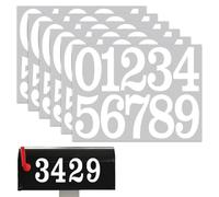 JEYORZY Lot de 6 Feuilles d'autocollants Numérotés - Chiffre Autocollant- Blanc - 8 cm - Chiffres - Étanche - Autocollants de 0 à 9 - Autocollantes - En vinyle - Pour résidence, boîte aux Lettres