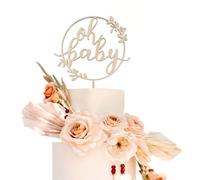 JEYORZY Oh Baby Cake Topper Bois, Topper de gâteau pour Baby Shower, Fête, Multicolores