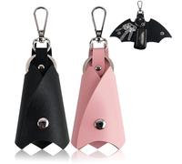 JEYORZY Porte-clés Homme, 2 Porte-Clés En Faux Cuir Batman, Sac Porte-Clés Unisexe, Porte-clés en Cuir Personnalisé Gravure Pour Diverses Clés De Voiture Ou De Moto(Noir, rose)