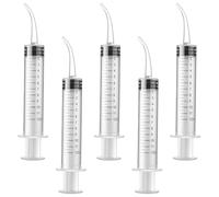 JEYORZY Seringue Dentaire, 5 Pièces 12ml Seringue Graduée Seringues pour Irrigateur Buccal avec Embout Incurvé, Dental Irrigation Seringues, pour Buccal pour Nettoyage Soins Dentaires