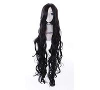 JF-005-21 Perruque bouclée noire de 100 cm de long pour cosplay, motif manga