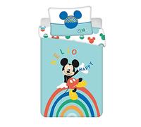 Mickey Mouse JFabrics Disney Parure de lit avec Housse de Couette et taie d'oreiller pour bébé | 100% Coton | Bleu 100 x 135 cm + taie d'oreiller 60 x 40 cm