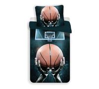 JFabrics Parure de lit Basket-Ball 100% Coton - Housse de Couette 140x200 cm + Taie d'oreiller