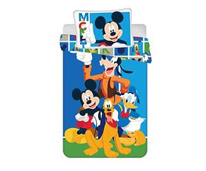 JFabrics Parure de lit pour bébé avec Housse de Couette et taie d'oreiller - pour garçons et Enfants - avec Donald Duck et Pluton