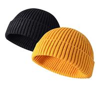 JFAN Beanie Hat Bonnet Hiver Chaud Bonnets Pêcheur Court Tricoté Unisex | Bonnet Revers,Doux,Élastique,Classique,Moderne,Street,Couleur unie,Chapeau D'hiver Trawler Watch Cap pour Automne