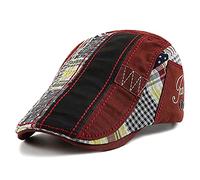 JFAN Casquette Beret Homme Coton Beret Peaky Blinders Ajustable Chapeau Newsboy Casquette Plate Homme,Bourgogne Taille Unique