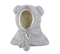 JFAN Chapeau Echarpe Enfant Hiver Cagoule Enfants Bonnet Fille Garçon 2 en 1 Chaud Cache Oreilles Chapeaux Tricoté Enfant Cagoule Balaclava pour 3-12 Ans,Gris