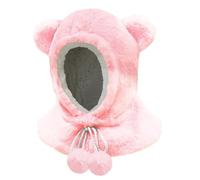 JFAN Enfants Chapeau Hiver Chaud Bonnet Doublé en Polaire Mignon Cagoule Beanie pour Filles Garçons 2 à 12 Ans Rose