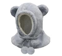 JFAN Enfants Chapeau Hiver Chaud Bonnet Doublé en Polaire Mignon Cagoule Beanie pour Filles Garçons 2 à 12 Ans Gris