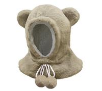 JFAN Enfants Chapeau Hiver Chaud Bonnet Doublé en Polaire Mignon Cagoule Beanie pour Filles Garçons 2 à 12 Ans Kaki