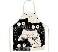 JFAN Tablier de Cuisine pour Femmes et Hommes Motif de Chat Tabliers à La Mode Tablier de Barbecue Unisexe Mignon Dessin Animé
