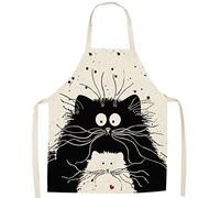 JFAN Tablier de Cuisine pour Femmes et Hommes Motif de Chat Tabliers à La Mode Tablier de Barbecue Unisexe Mignon Dessin Animé