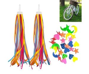 JFangZHZH 1 Paire Banderoles de Guidon Vélo Enfant + 36 Perles Colorées,Décoration Accessoires Vélo Fille Garçon,Rubans Tressés et Glands pour Tricycle,Scooter et Draisienne