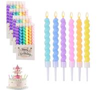 JFangZHZH Bougie Gateau Anniversaire Spirale,12 Pièces Bougies d'anniversaire Torsadées,Bougies de Cupcake Gâteau Long Multicolore,pour fête d'enfants,gâteaux de célébration