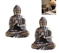 JFangZHZH Mini Statue de Bouddha Sculpture,2 Pièces Statue Bouddha Méditation,Statue Porte-Bonheur Décoration Zen et Feng Shui,pour Figurines de décoration de la Maison Bureau,2,8 x 2,4 cm